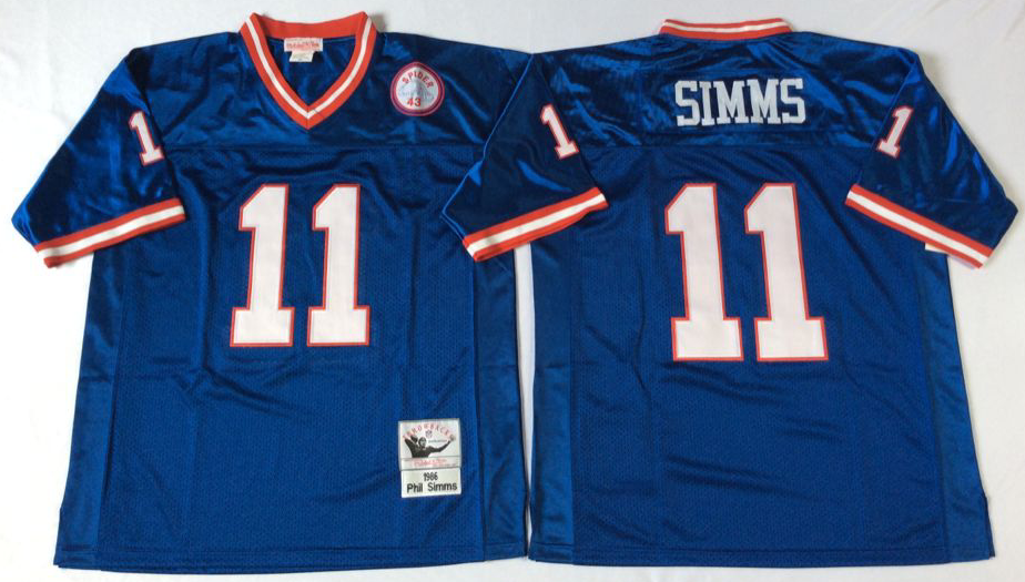 Men NFL New York Giants 11 Simms blue Mitchell Ness jerseys